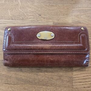 Chloé Paddington Brown Leather Long Wallet with Gold Hardware – Vintage